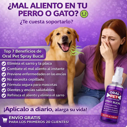 Oral Pet Spray - Limpiador para Mascotas 🦷
