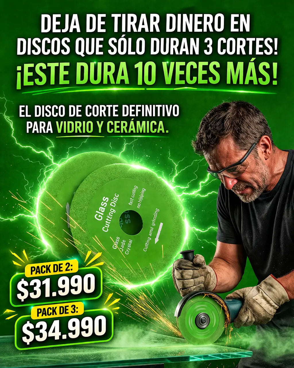 PRO GLASS - Disco profesional cortador de vidiro y cerámicas