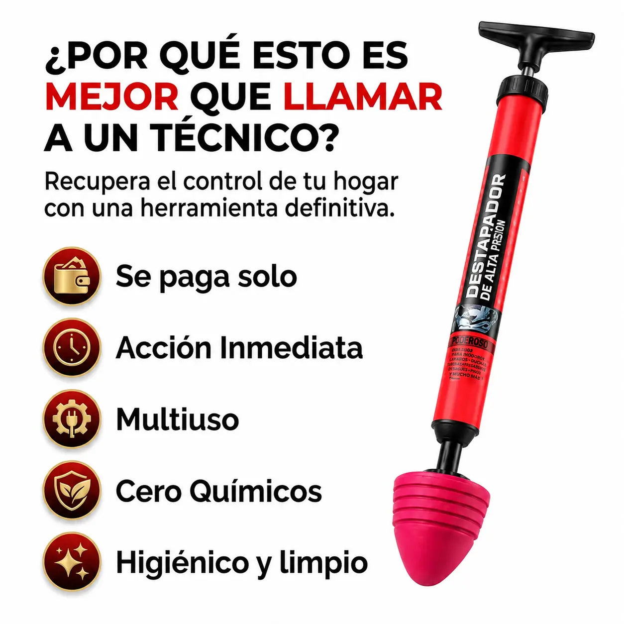 Destapador UltraPro | Despeja tus cañerías sin esfuerzo